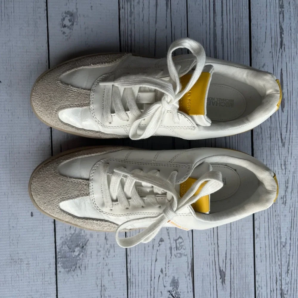 Michael Kors Womens‎ Yellow Leather Suede Low Top Preppy Sporty Sneakers Size 6M